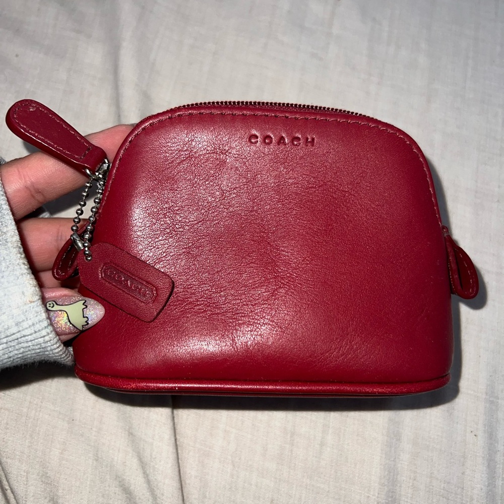 Vintage Coach Red Leather Coin Purse